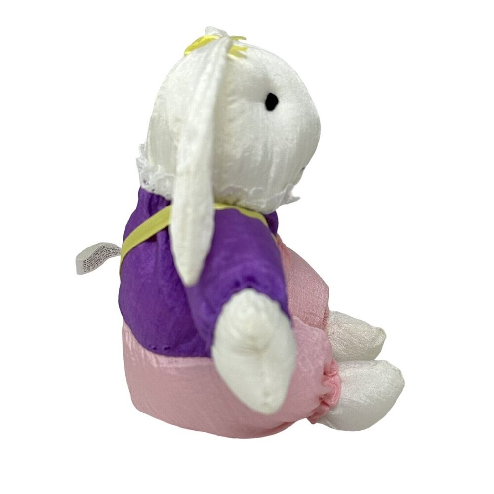 Wang's International Nylon Bunny Rabbit Plush Pink Overalls Purple Shirt 5 Inch - Picture 2 of 14